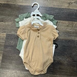 Nicole Miller Kids Bodysuit Set - Tan, Cream, Green